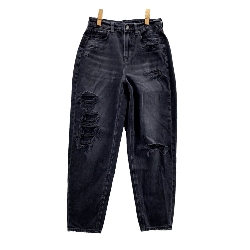 American Eagle Outfitters High Rise Distressed Black Jeans